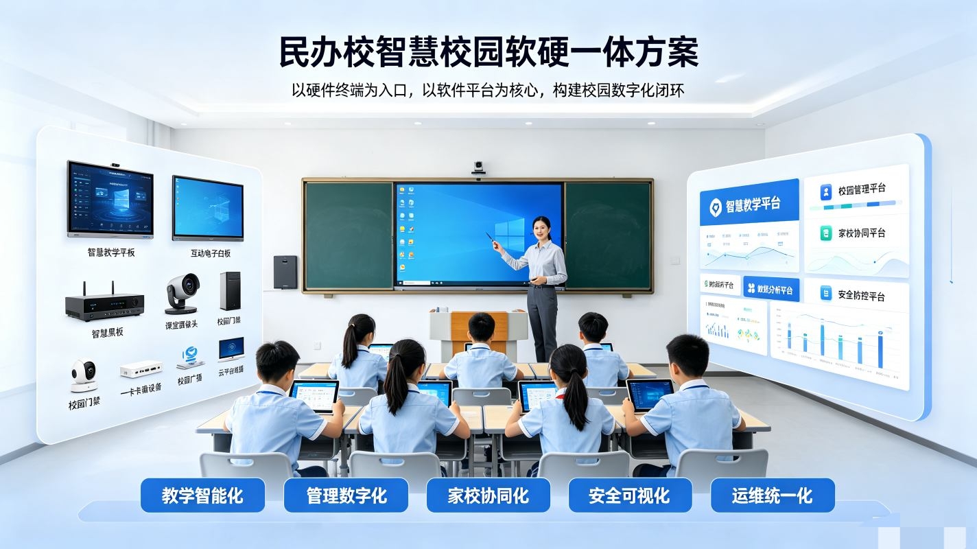 民办校智慧校园软硬一体方案:高性价比数字化整体解决方案(图1) 民办校智慧校园软硬一体方案:高性价比数字化整体解决方案(图1)