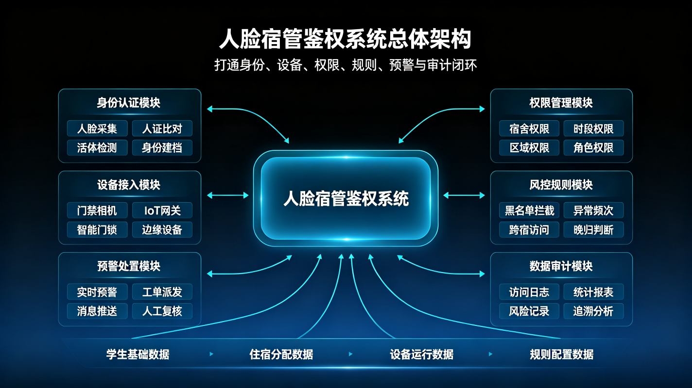 人脸宿管鉴权系统:AI无感归寝·动态权限风控解决方案(图2) 人脸宿管鉴权系统:AI无感归寝,动态权限风控解决方案(图2)