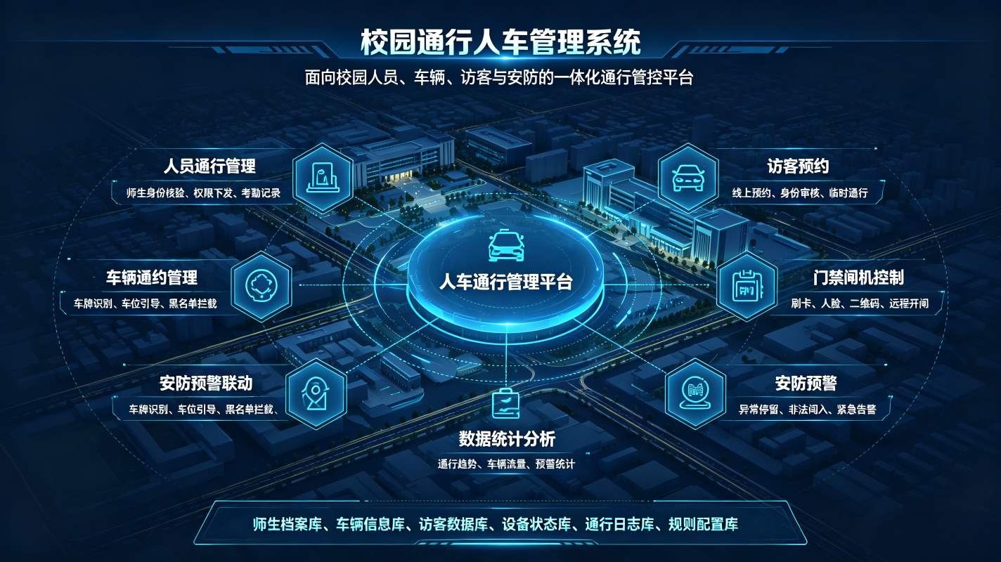校园通行人车管理系统：违停超速监管、校园交通秩序治理平台(图1)