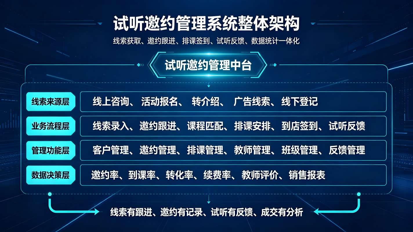 试听邀约管理系统:智能邀约·跟进闭环·转化数据分析解决方案(图2) 试听邀约管理系统:智能邀约、跟进闭环、转化数据分析解决方案(图2)