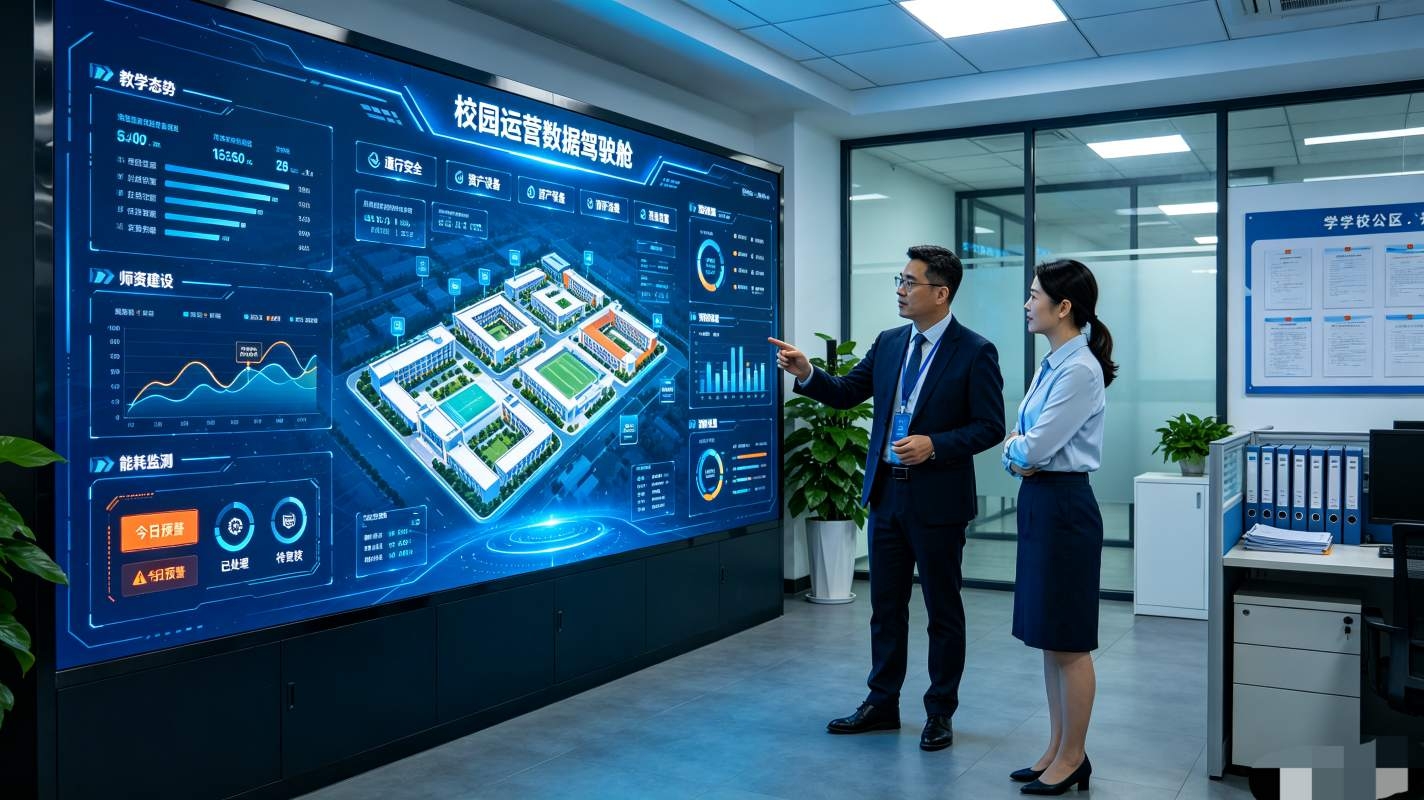 数据驾驶舱系统：智慧校园全域数据汇聚可视化大屏