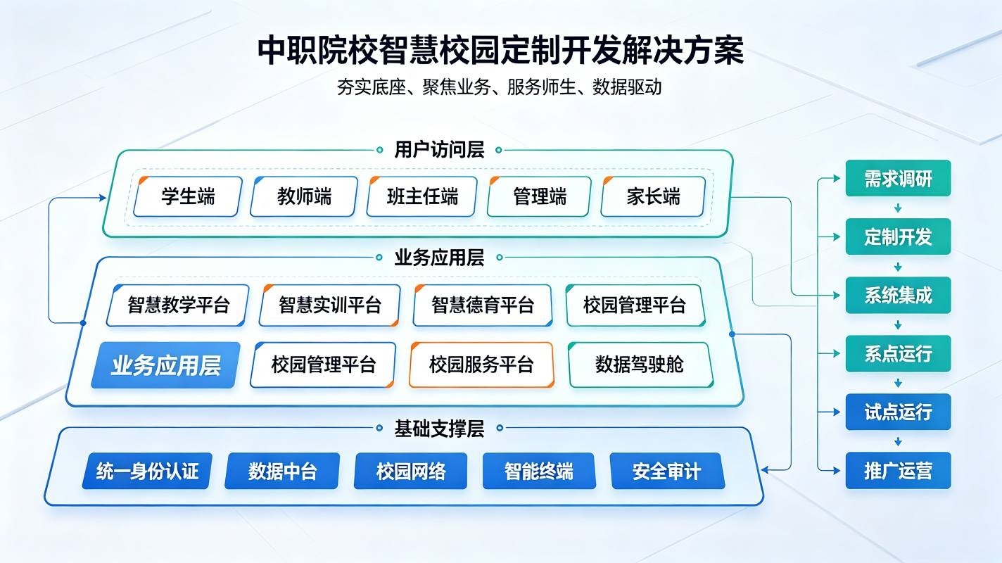 中职院校智慧校园定制开发解决方案:职教合规办学一体化(图1) 中职院校智慧校园定制开发解决方案:职教合规办学一体化(图1)