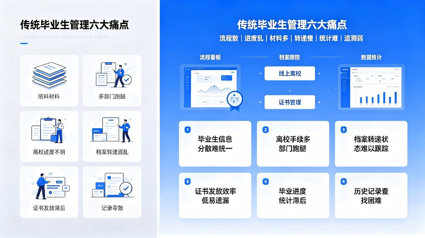毕业生管理系统:全流程数字化离校就业与校友溯源解决方案(图2) 毕业生管理系统:全流程数字化离校就业与校友溯源解决方案(图2)