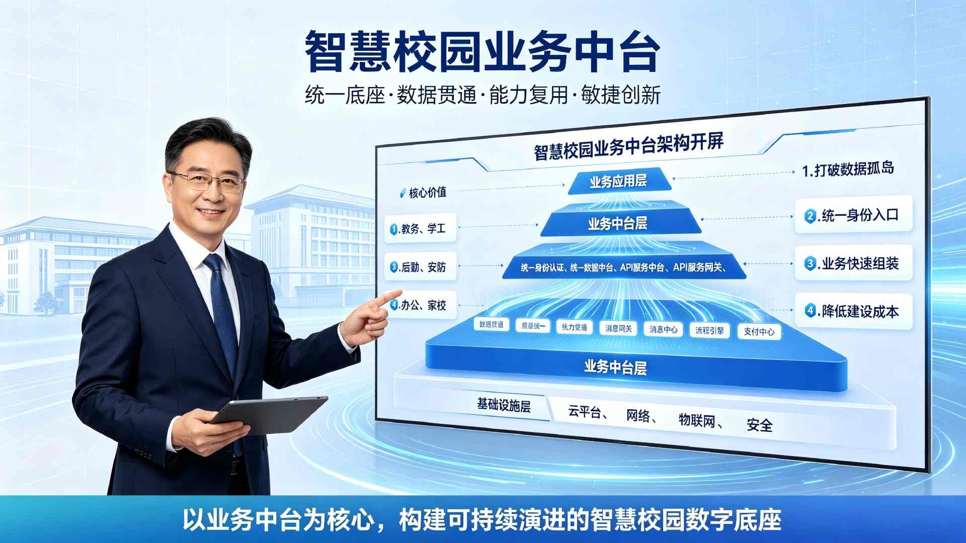 智慧校园业务中台：校园业务能力复用与跨系统协同数字化基座