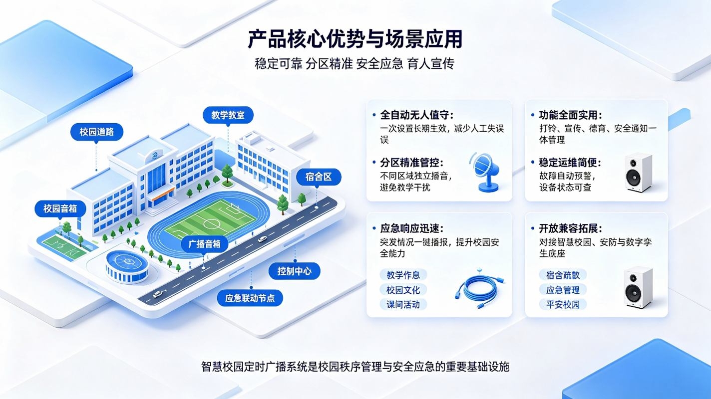 智慧校园定时广播系统:全自动校园打铃与播音宣传解决方案(图4) 智慧校园定时广播系统:全自动校园打铃与播音宣传解决方案(图4)