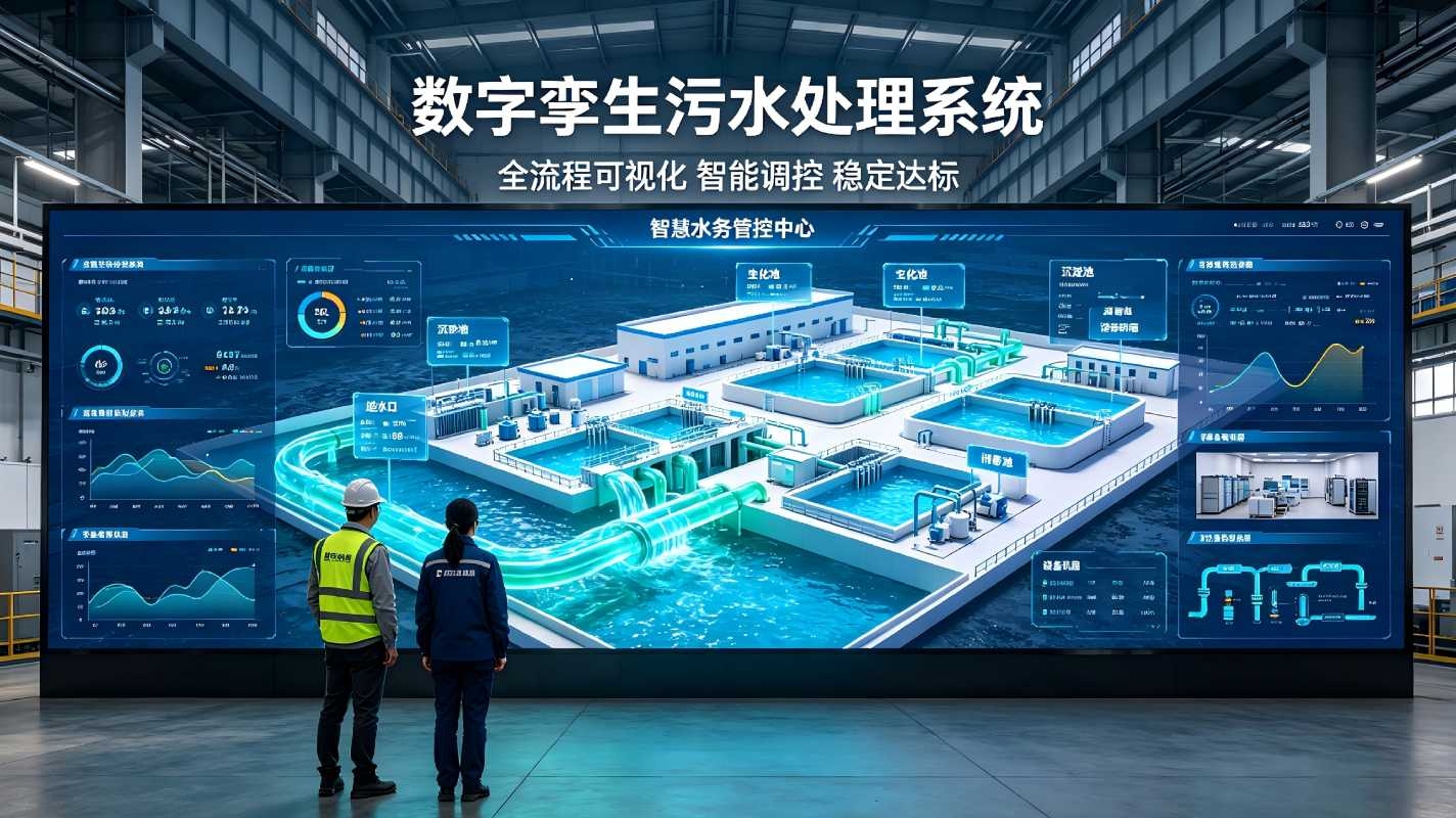 数字孪生污水处理系统：智慧水务全流程可视化智能管控解决方案