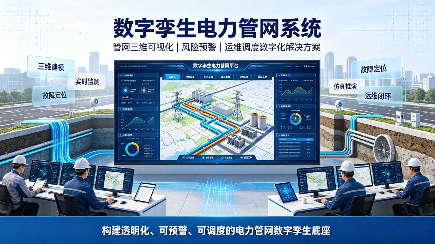 数字孪生电力管网系统:管网三维可视化与运维调度数字化解决方案(图1) 数字孪生电力管网系统:管网三维可视化与运维调度数字化解决方案(图1)