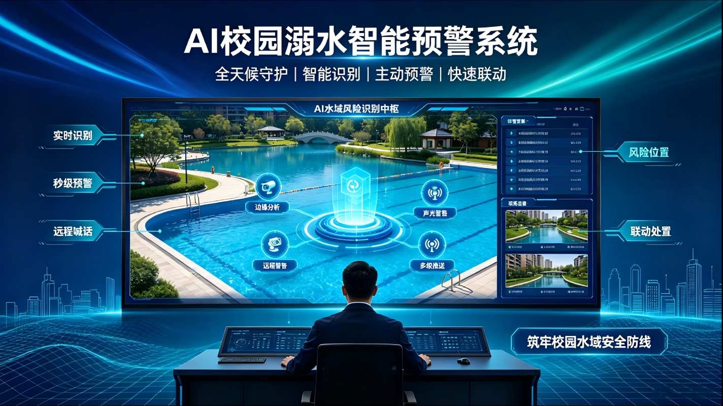 AI校园溺水智能预警系统：全天候水域防护，筑牢学生防溺水安全防线